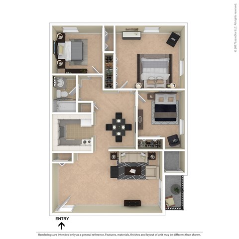 Floor plan for 3 beds, 1 bath, 1100 sqft
